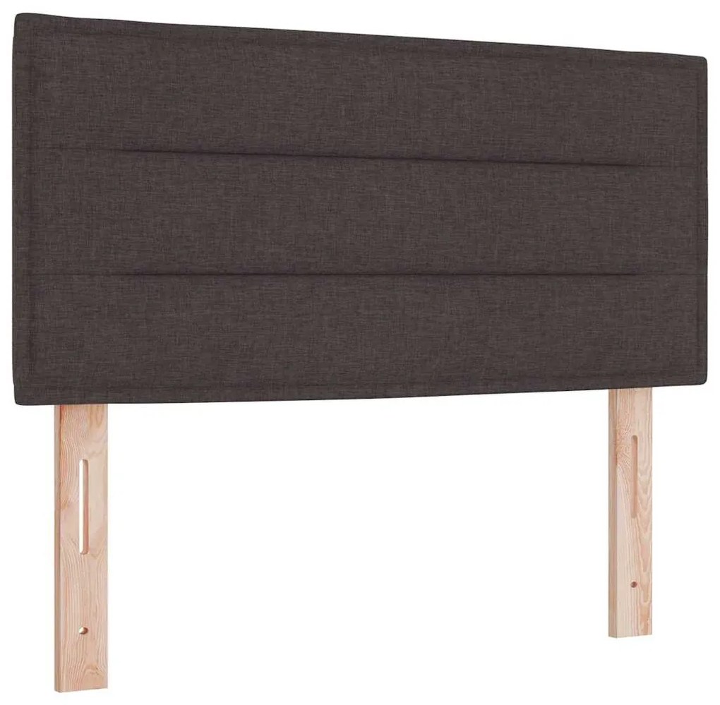 Cama Box com Colchão &amp; LED Marrom Escuro 80x200 cm Tecido