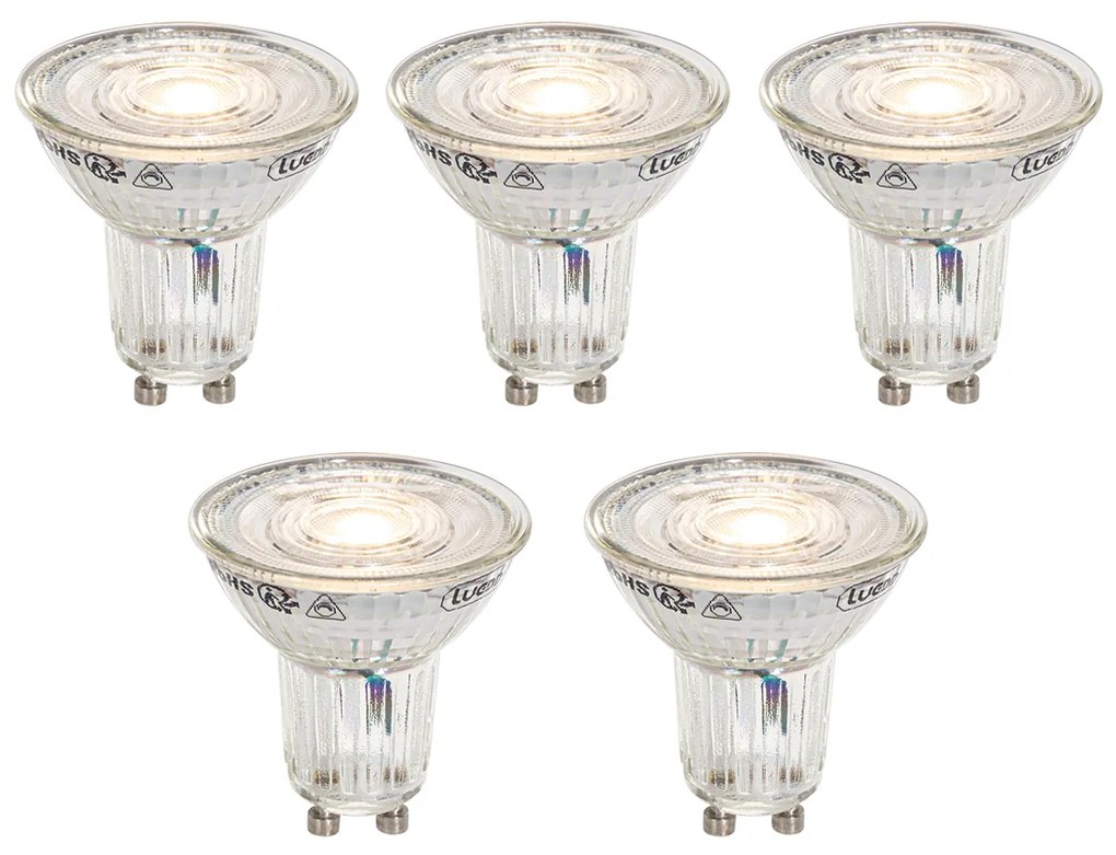Conjunto de 5 Lâmpadas LED GU10 50mm Reguláveis - Temperatura de Cor Ajustável 2200-3000K, 4.9W 400 lm