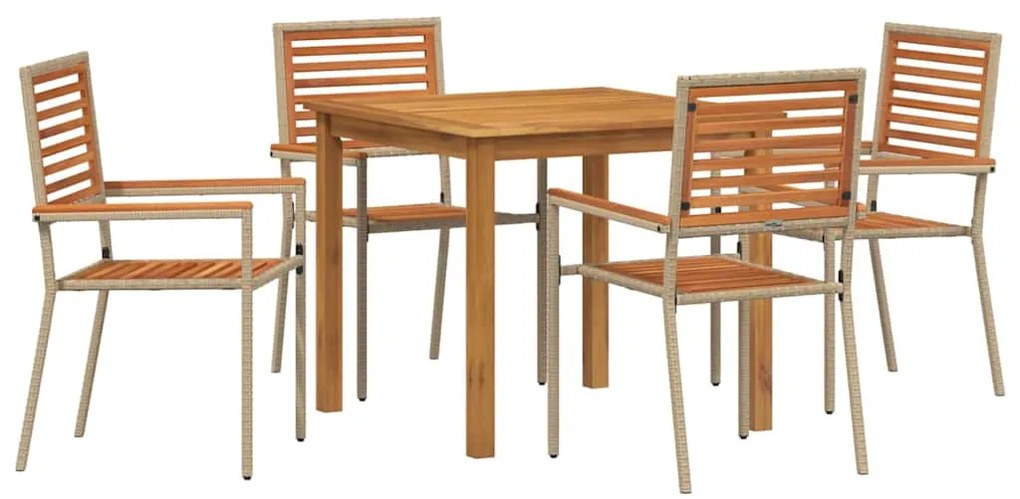 Conjunto de Jantar para Jardim 5 pcs Bege 85 x 85 x 74 cm