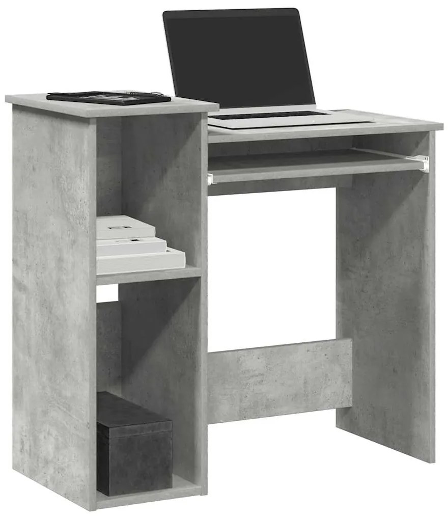 Secretária c/ prateleiras 84x40x78 cm contrap. cinzento cimento
