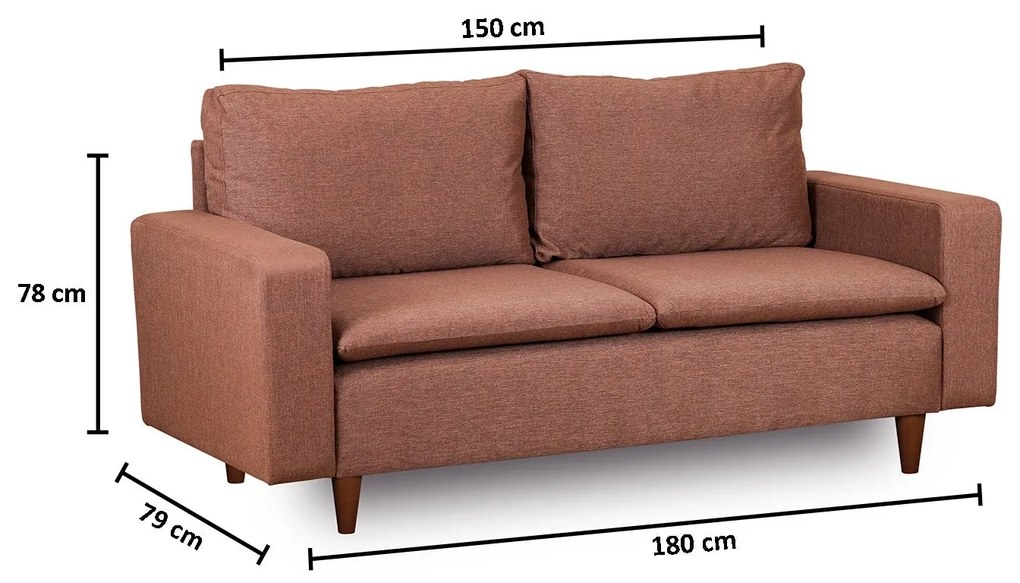 Sofá de 2 Lugares Pafu Lungo — Castanho - 180x52x75 cm - Design Modern