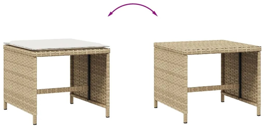 Bancos de jardim com almofadões 4 pcs 40x40x35 cm vime PE bege