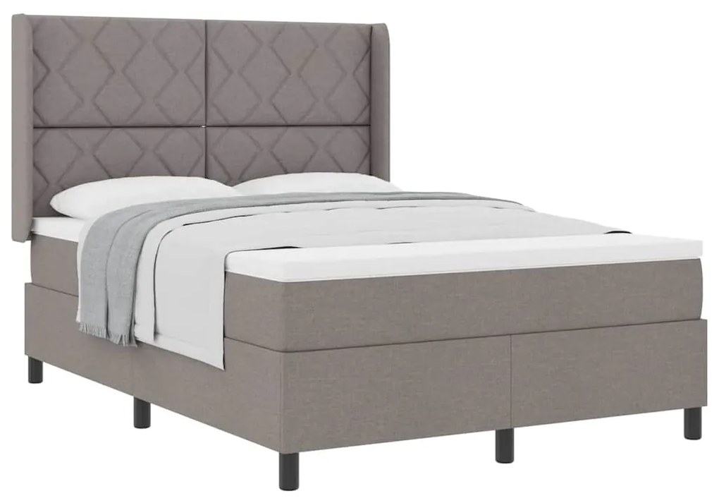 Cama Box com Colchão em Taupe, 140x190 cm, Tecido
