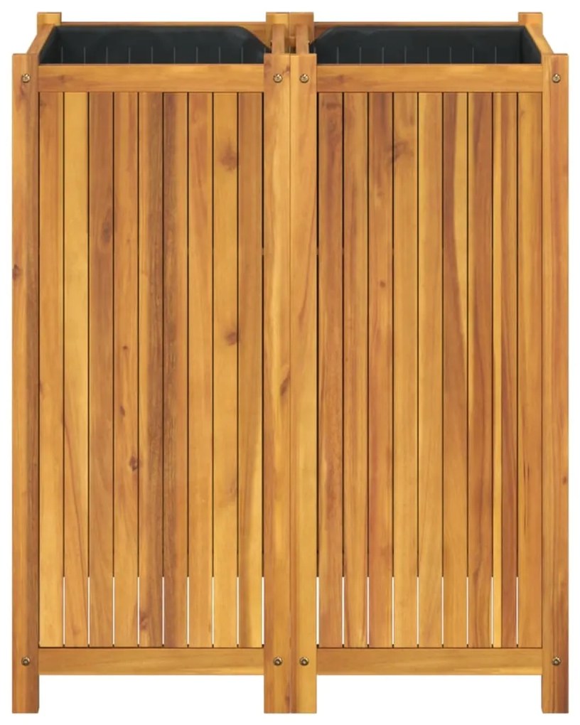 Vaso/floreira de jardim com forro 84x42x100 cm acácia maciça