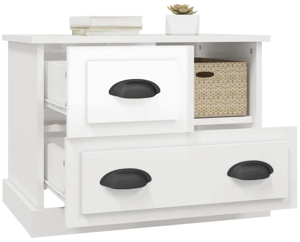Mesa de cabeceira 60x39x45 cm branco brilhante