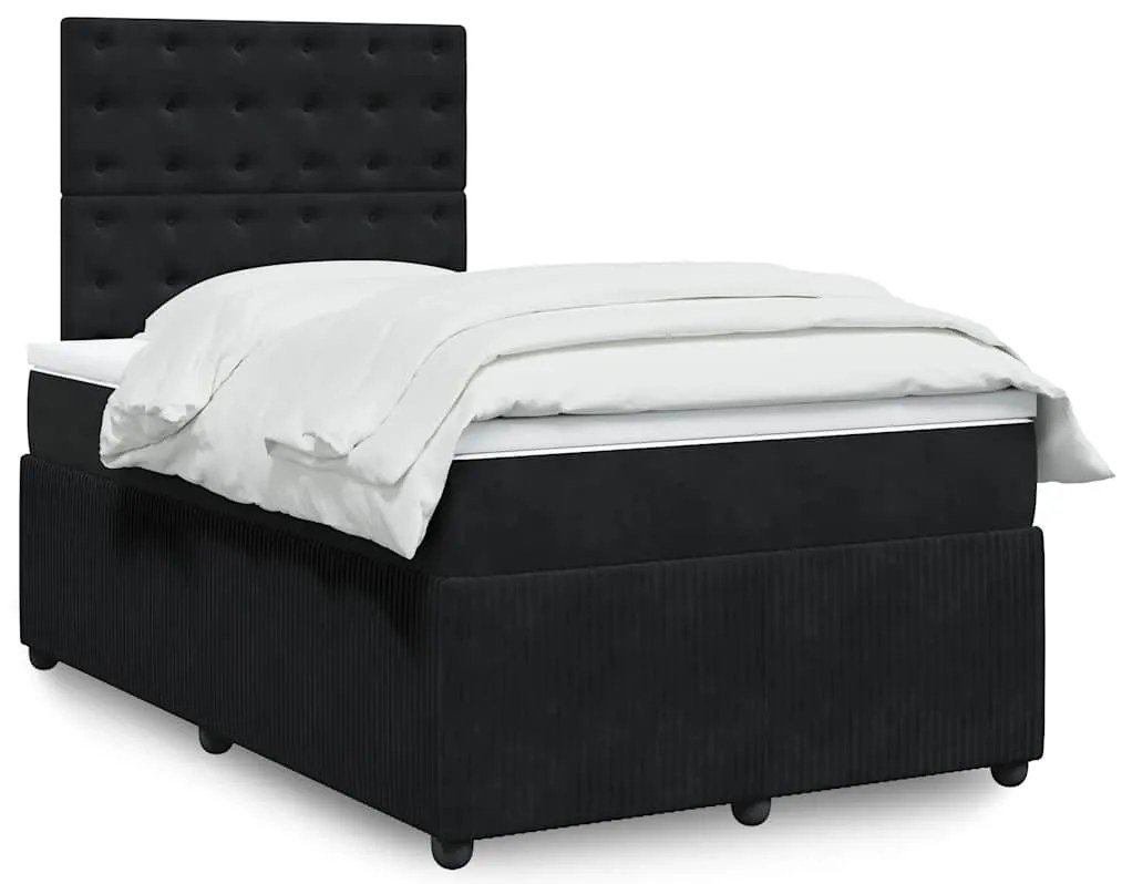 Cama boxspring com colchão 120x190 cm veludo preto