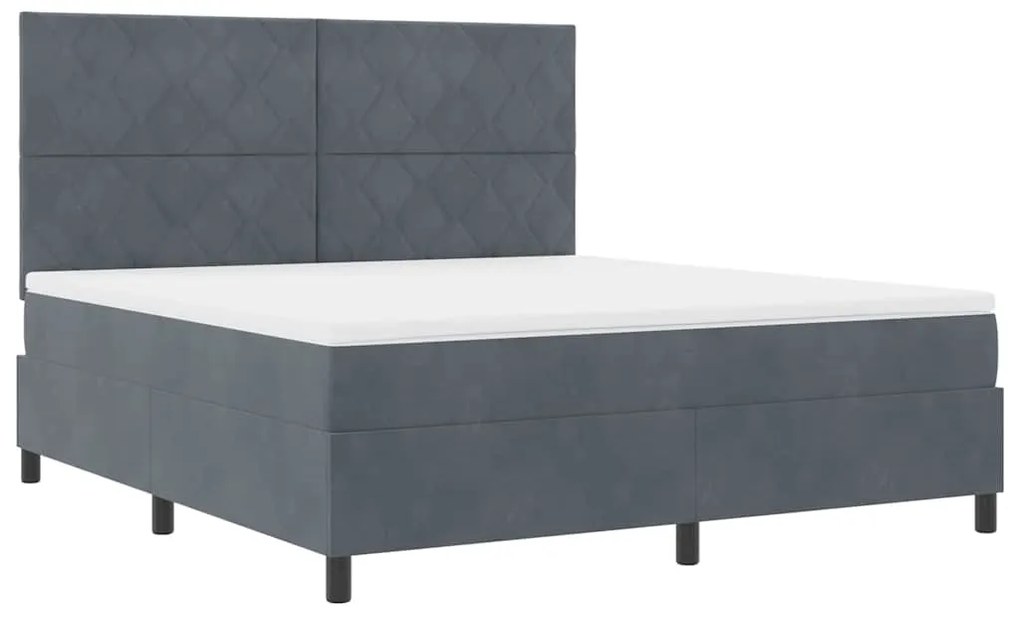 Cama Box com Colchão vidaXL Cinza Escuro Super King Veludo