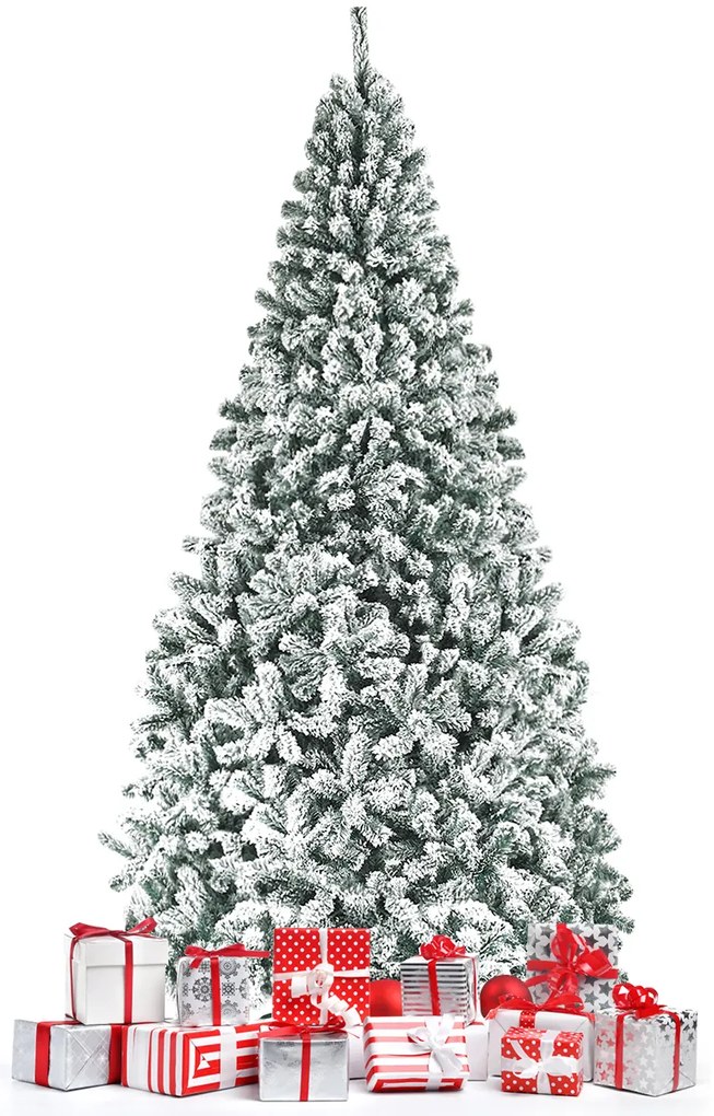 Árvore de Natal Nevado 270 cm com agulhas de PVC de 1498 pontas 152 x 275 cm Branco e Verde