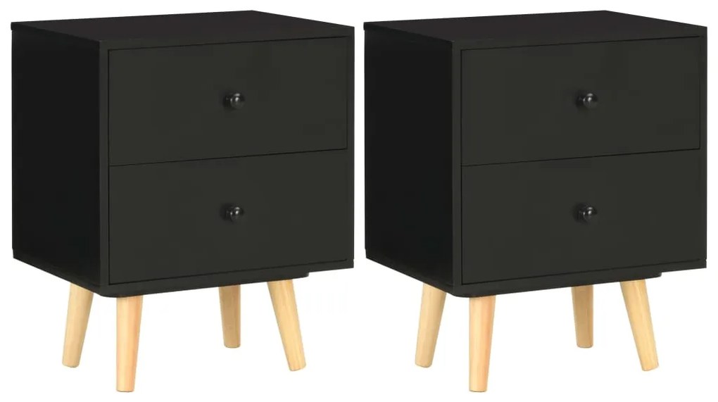 285225 vidaXL Mesas de cabeceira 2 pcs 40x30x50 cm pinho maciço preto
