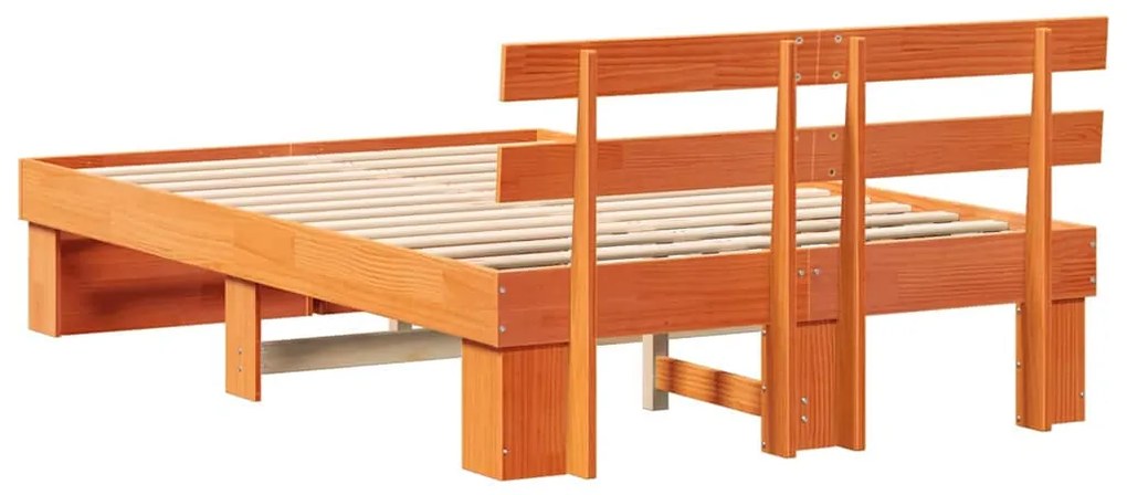 Estrutura da Cama com cabeceira Castanho-mel 140 x 190 cm