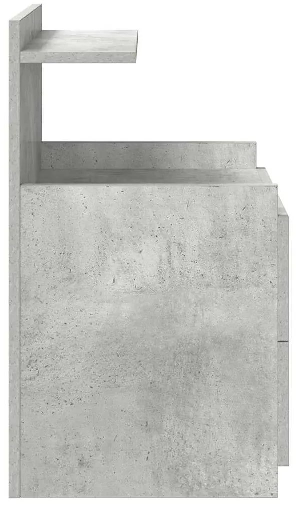 Mesa de cabeceira com 2 gavetas cinza concreto 40x36,5x62 cm