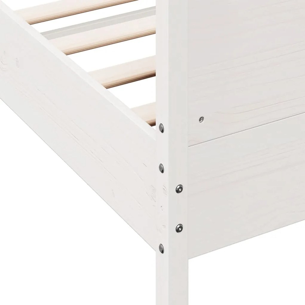 Cama sem colchão 135x190 cm madeira de pinho maciça branco