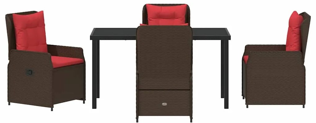 Conjunto de Jantar para Jardim 5 Peças em Rattan Sintético Marrom
