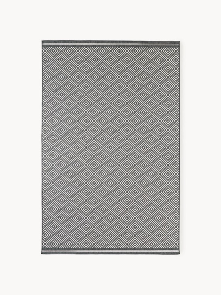 Tapete reversível para interior e exterior com padrão de diamante Reddy