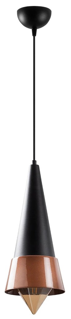 Candeeiro de Teto Dodo – Preto e Cobre – 19 x 19 cm