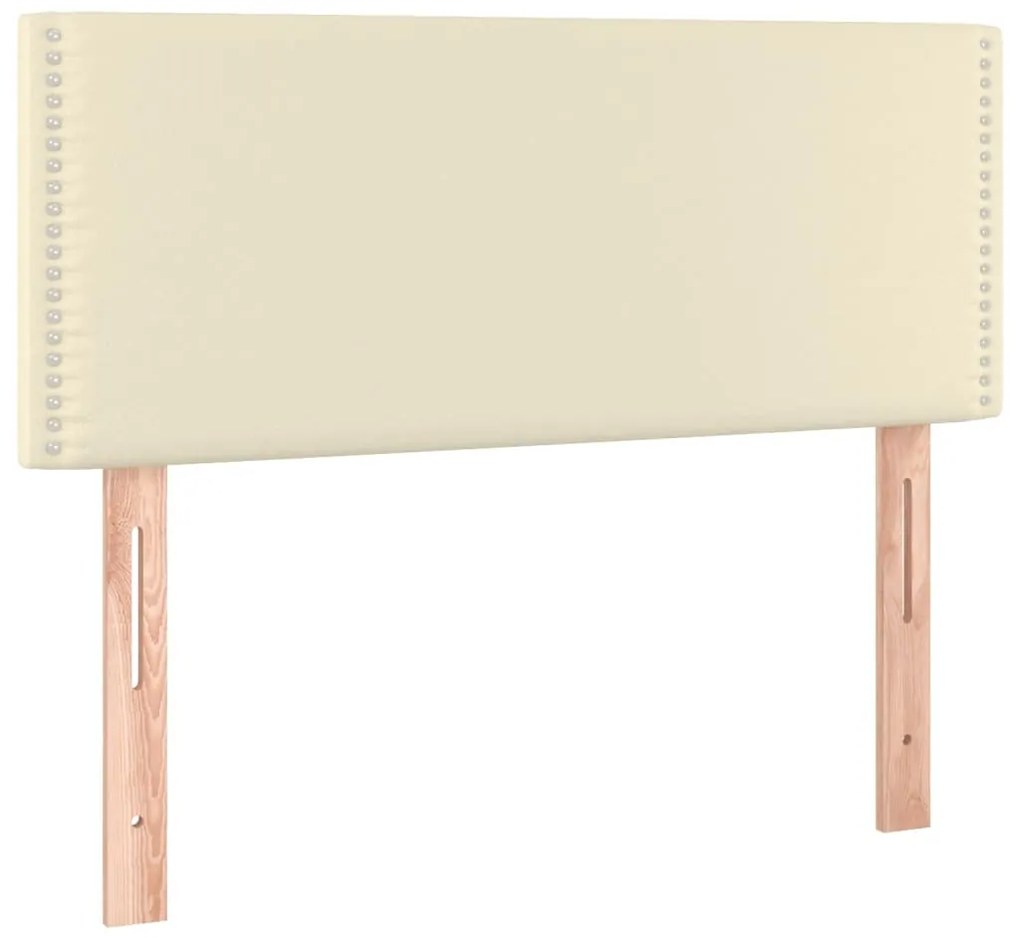 Cama com molas/colchão 100x200 cm couro artificial cor creme