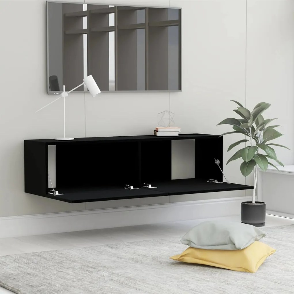 Móvel de TV 120x30x30 cm derivados de madeira preto