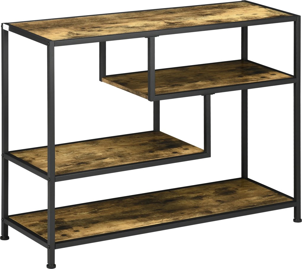 HOMCOM Mesa consola estilo industrial com 4 níveis de arrumação 3 prateleiras inferiores 99,6 x 33,6 x 74 cm | Aosom Portugal