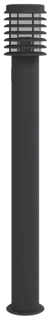 Candeeiro chão exterior c/ tomada 3 pcs 110 cm aço inox. preto