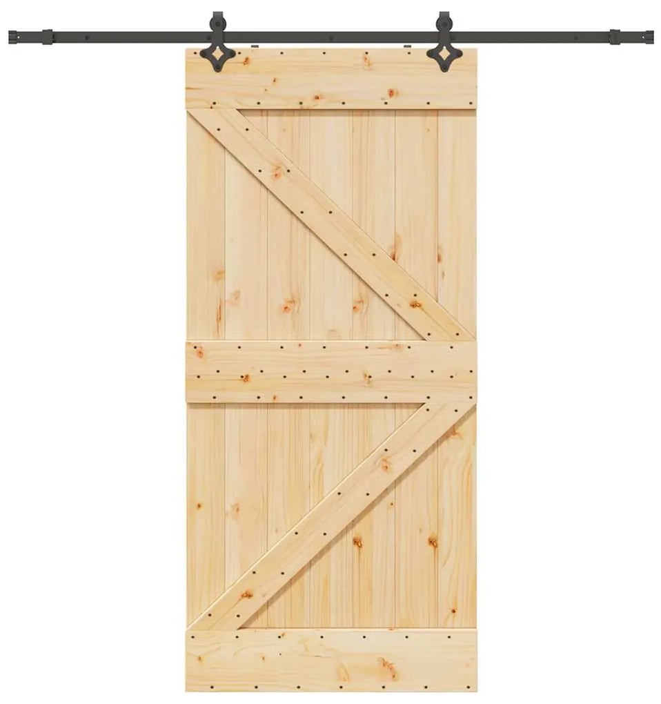 vidaXL Porta de correr c/ ferragens 100x210 cm madeira de pinho maciça