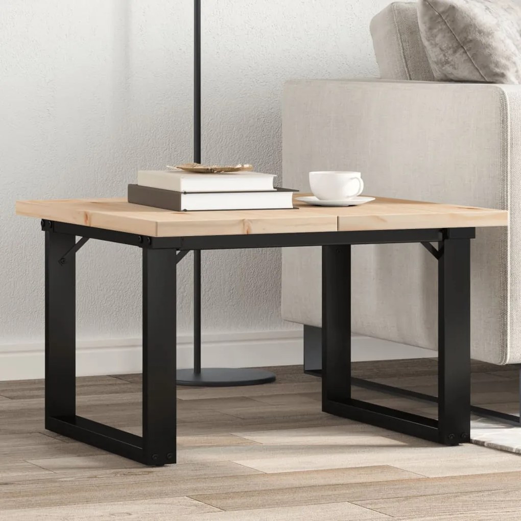 Mesa de centro estrutura em O 70x70x40,5 cm pinho/aço