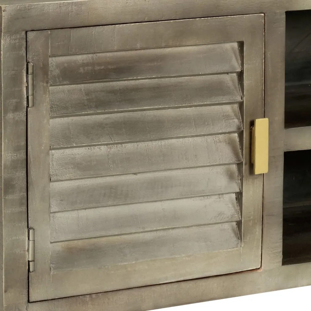 Móvel de TV 110x30x48 cm mangueira maciça cinzento e bronze