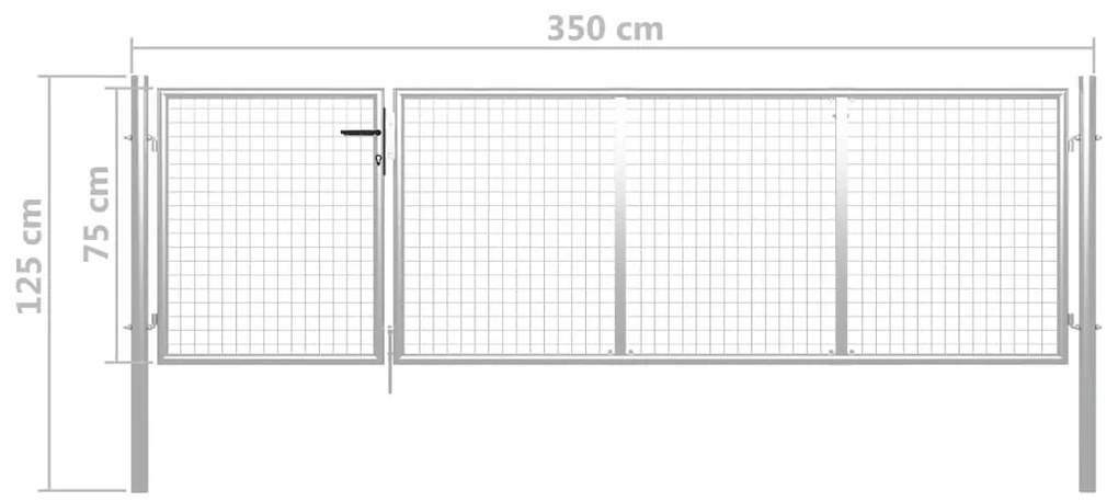 Portão de jardim 350x75 cm aço prateado