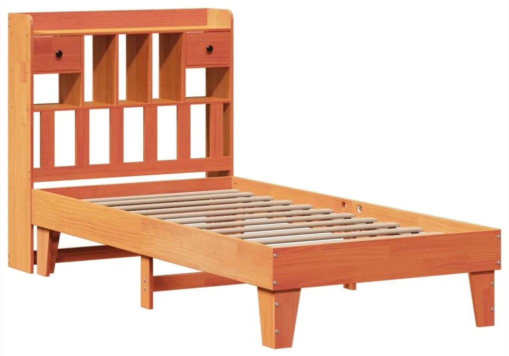 Cama sem colchão 75x190 cm madeira de pinho maciça castanho-mel