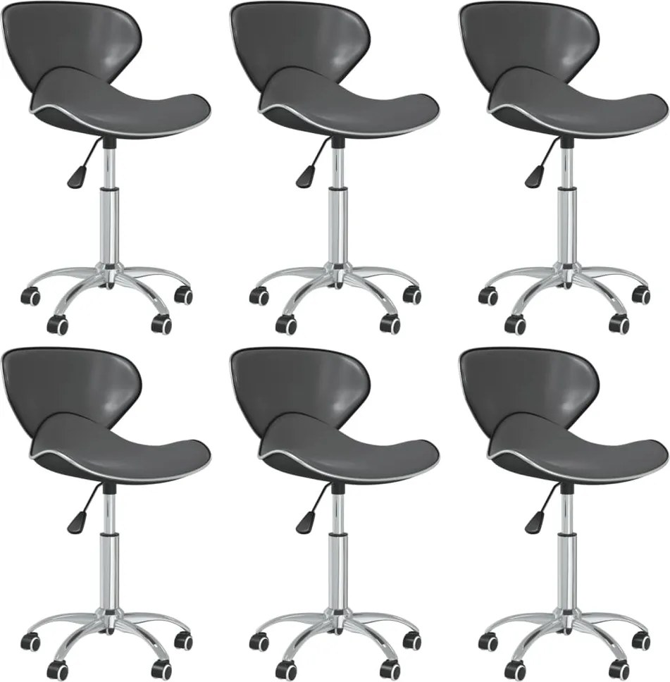 vidaXL Cadeiras de jantar giratórias 6 pcs couro artificial cinzento