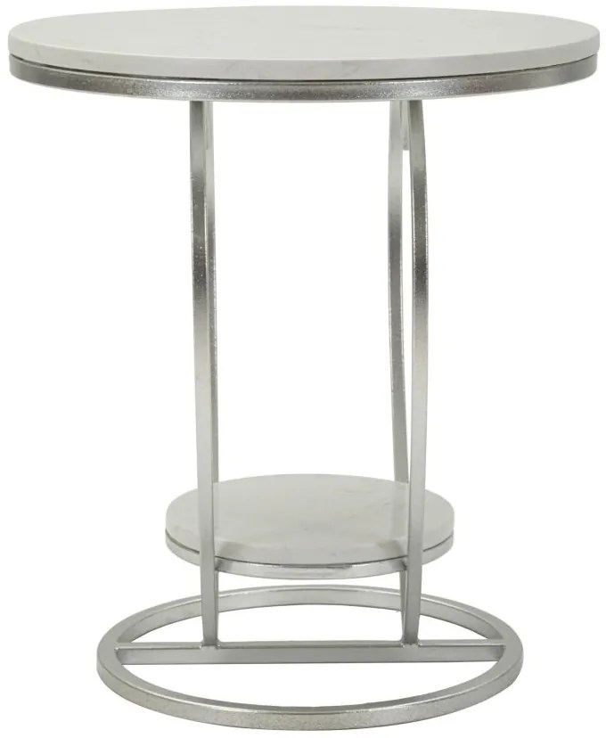 MESA DE APOIO CORAÇÃO Ø 40X45,5 CM PRATA E BRANCO