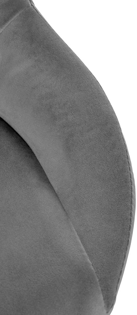Banco alto Milet em veludo com estrutura preta 85-106 x 47 x 48 cm Cinzento