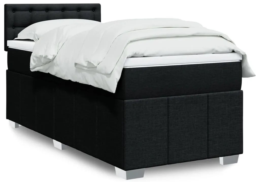 vidaXL Cama com molas/colchão 80x200 cm tecido preto
