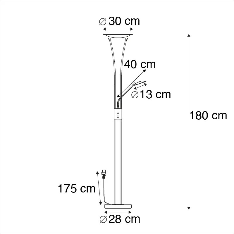 Candeeiro de pé bronze braço de leitura LED - IBIZA Moderno