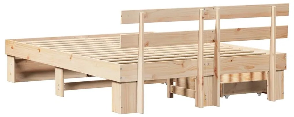 Estrutura da Cama com gaveta com cabeceira com armazenamento Castanho