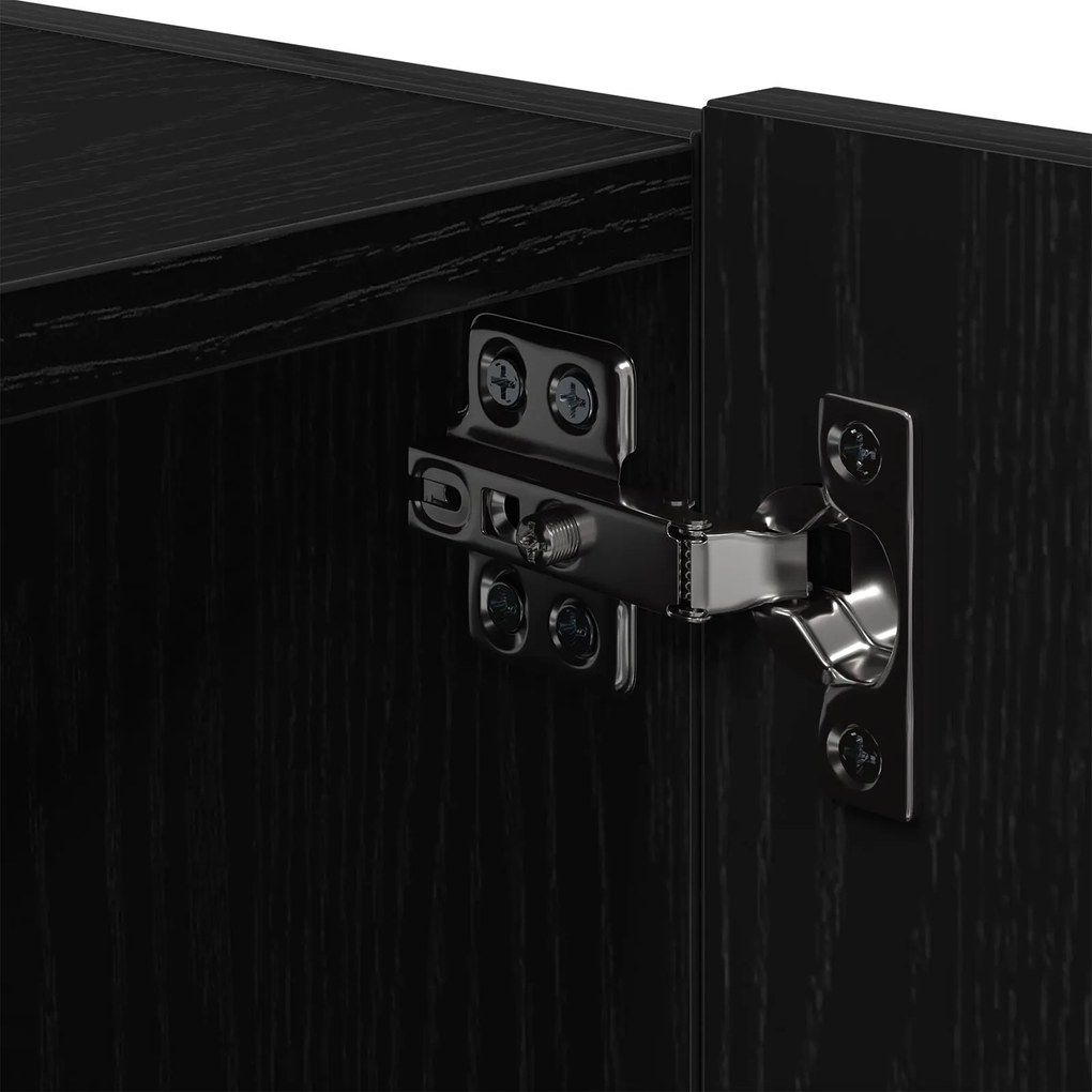 Armário de TV vidaXL com Luzes LED Carvalho Preto 100x35x31 cm