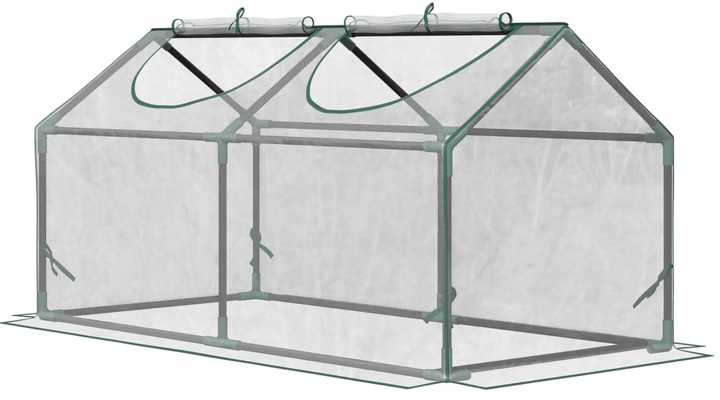 Estufa 119x60x60cm Estufa de Jardim com 2 Janelas Enroláveis para Cult