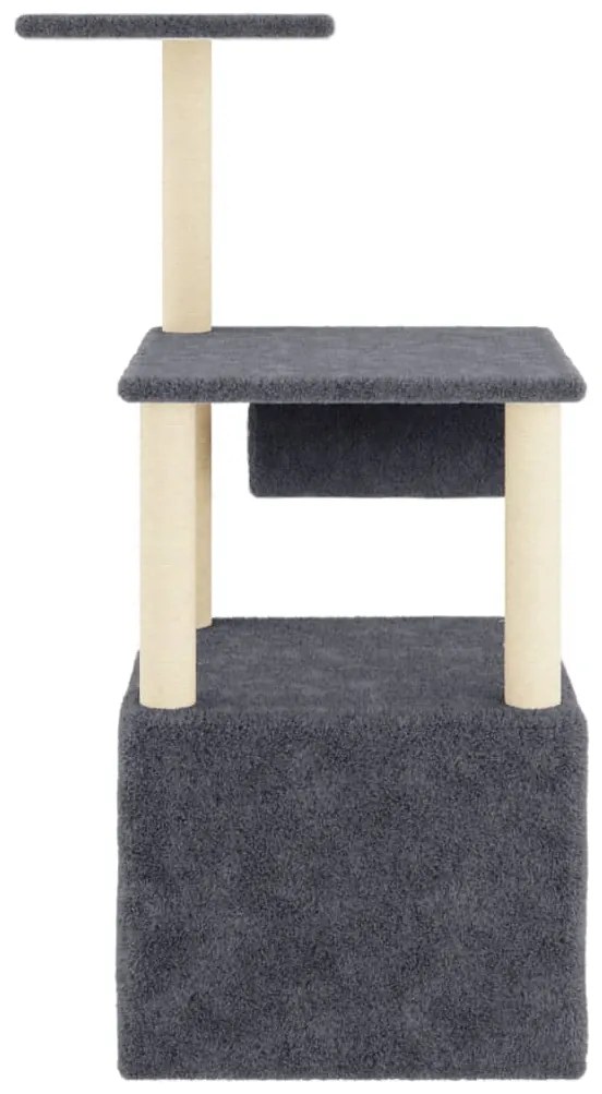 Árvore gatos c/ postes arranhadores sisal 109,5cm cinza-escuro