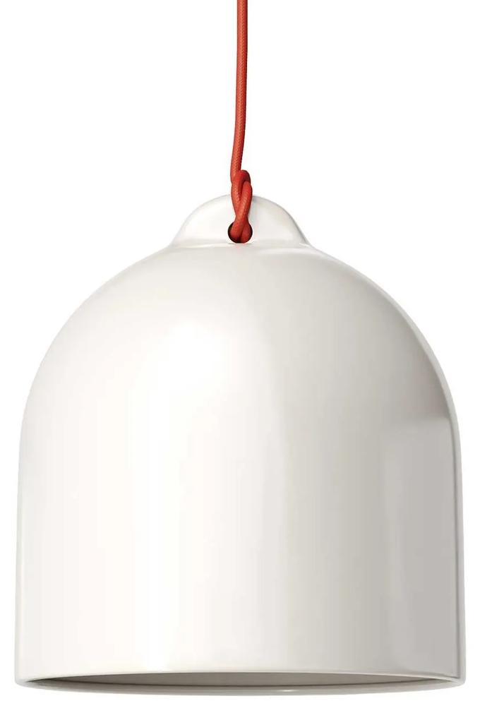 Abajur de cerâmica Bell M para suspensão - Fabricado na Itália - Branco Brilhante