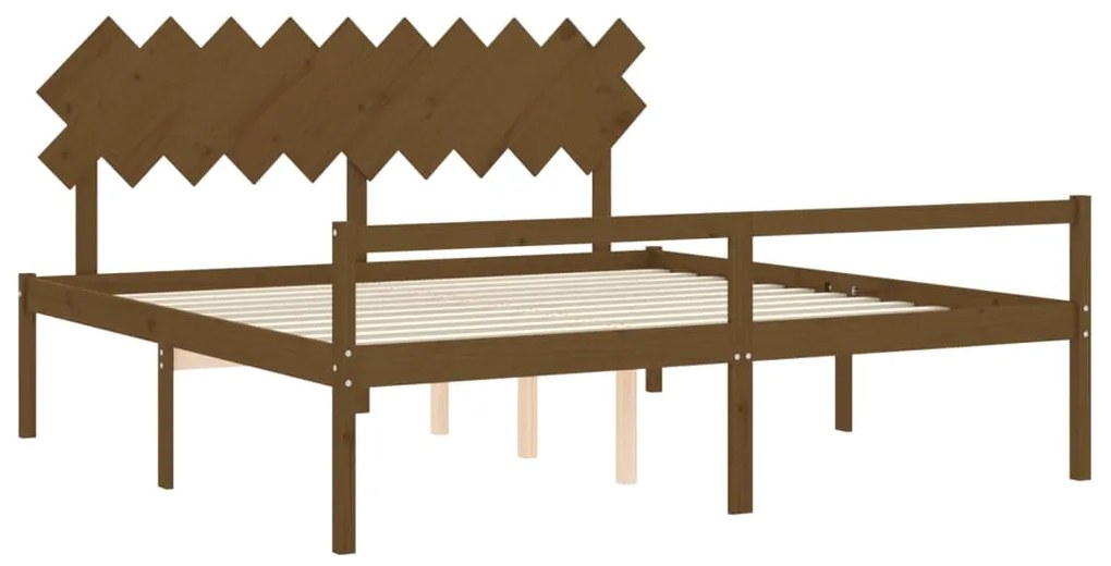 Cama para idosos c/ cabeceira 200x200 cm madeira castanho-mel