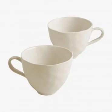 Pack De 2 Chávenas 40 Cl Em Grés Belvere Gardénia Branco - Sklum