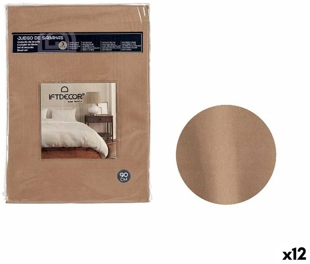 Conjunto de Lençóis Solteiro Castanho (12 Unidades)