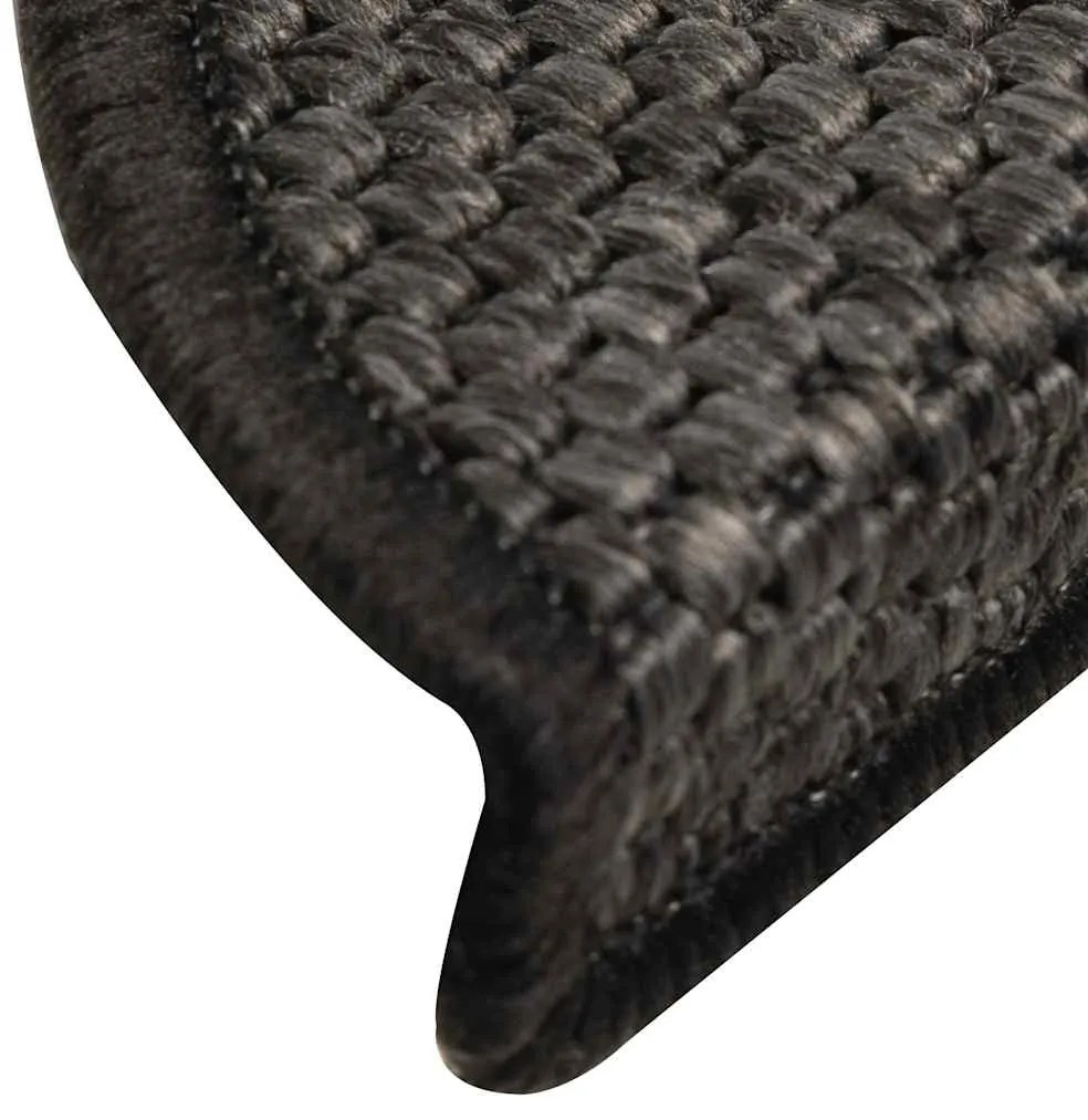 Tapetes escada adesivos aspeto sisal 15 pcs 56x17x3cm antracite