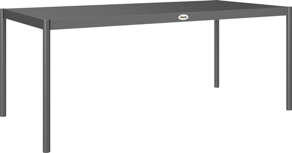 Outsunny Mesa de Jantar de Jardim em Aço Mesa de Jardim para 8 Pessoas com Tampo de Ripas Retangular 186x90x74 cm Cinza Escuro | Aosom Portugal