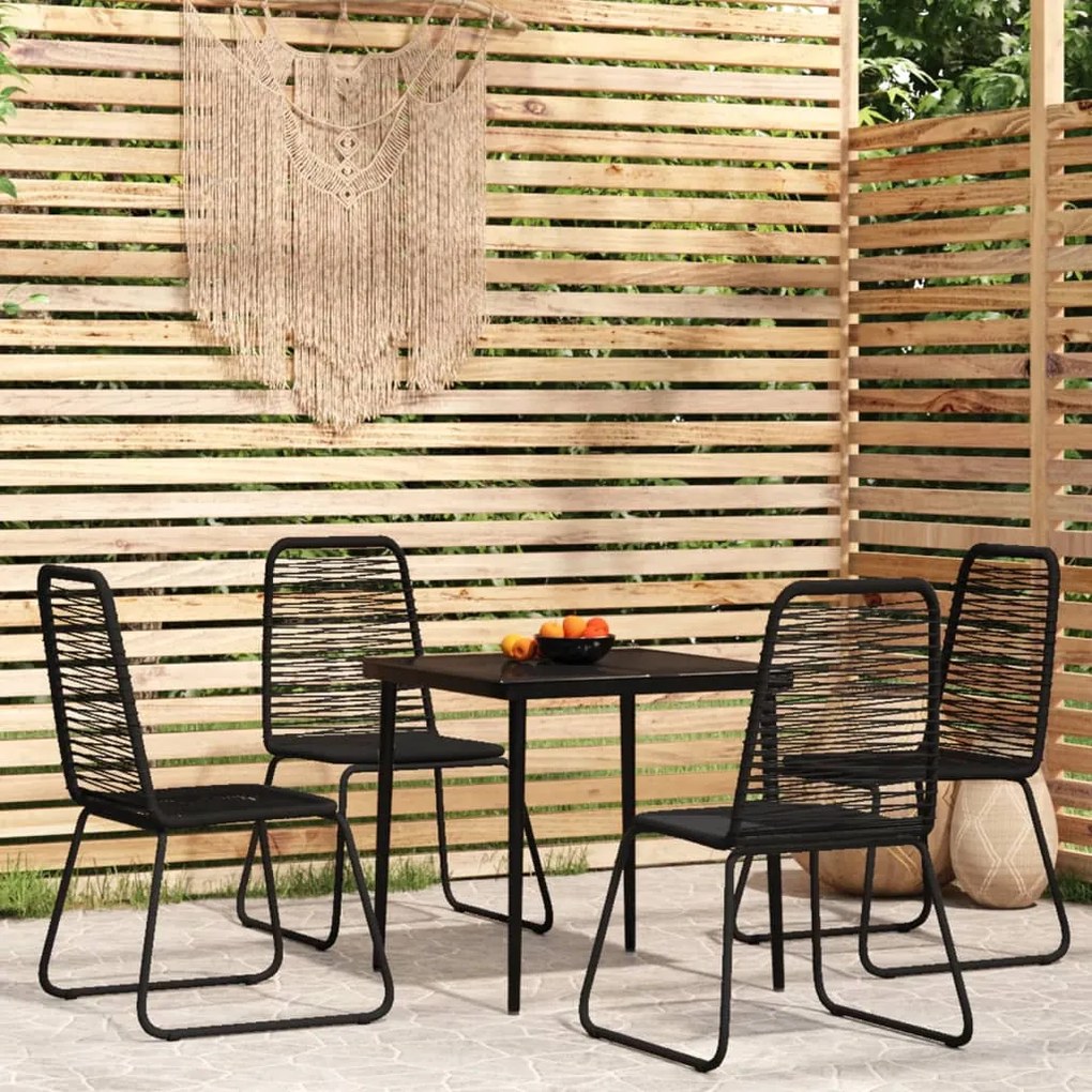 vidaXL 5 pcs conjunto de jantar para jardim preto