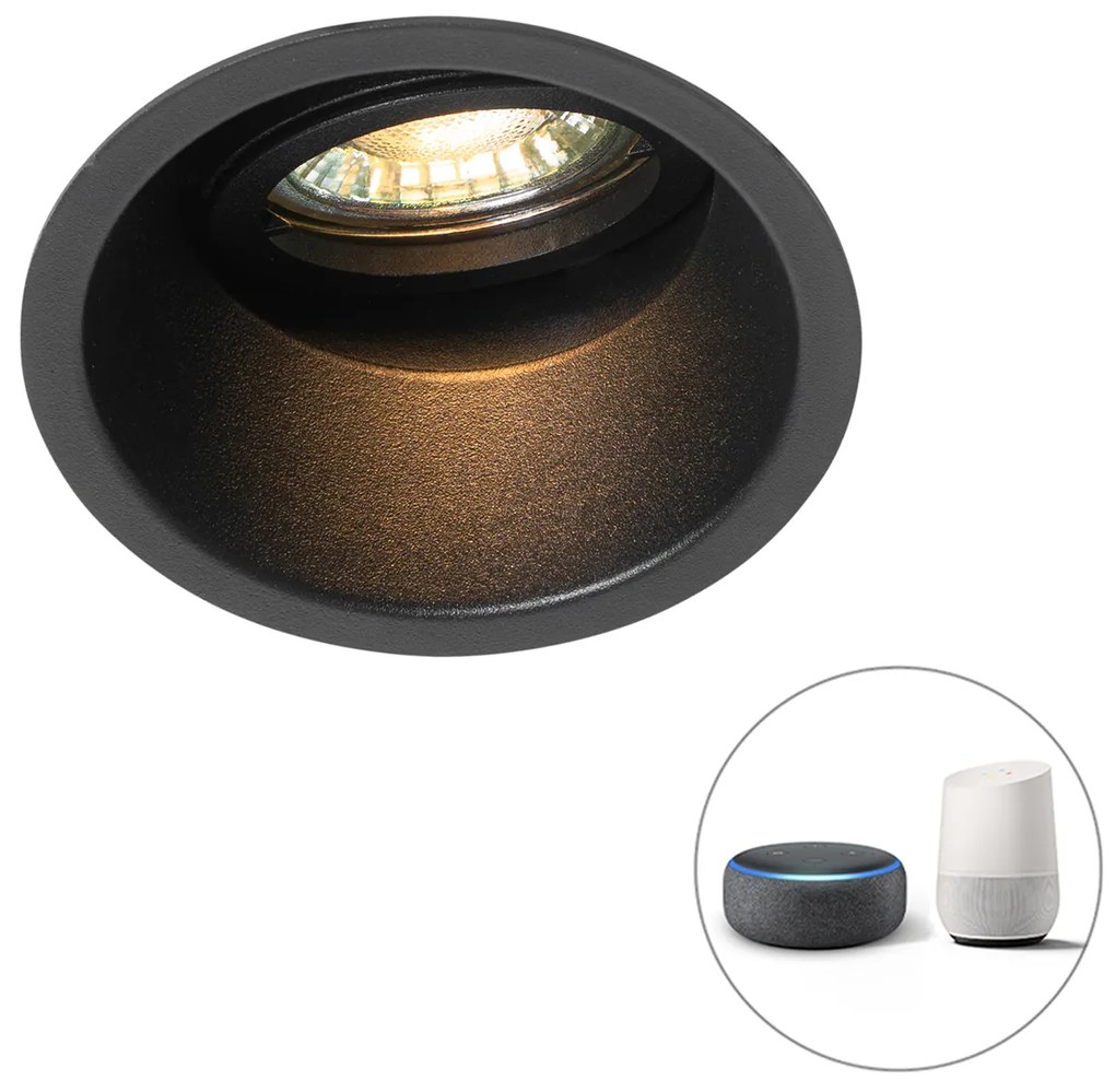LED Refletor inteligente embutido preto ajustável incluindo WiFi GU10 - Liga Moderno