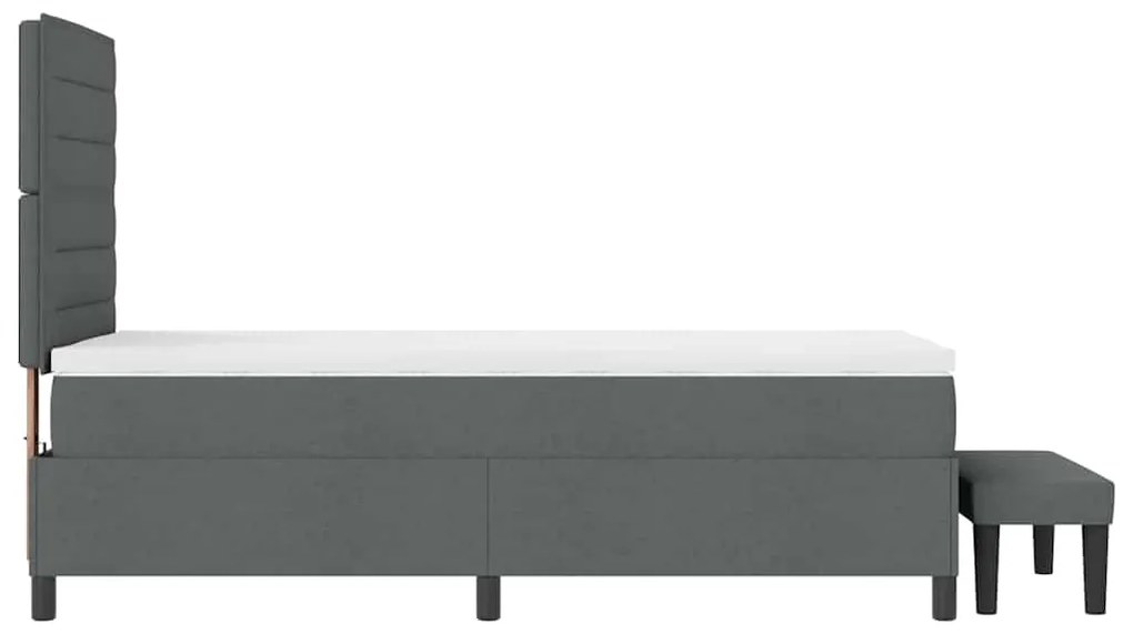 Cama Box Spring com Colchão e Banco Cinza Escuro 90x200 cm Tecido