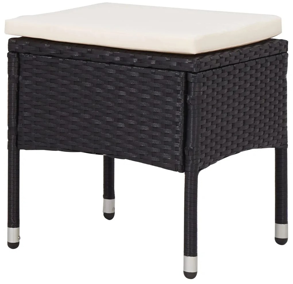 5 pcs conjunto jantar p/ exterior vime PE madeira acácia preto