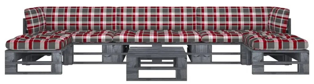 vidaXL 6 pcs conj. lounge paletes c/ almofadões pinho impregnado cinza