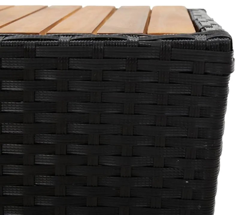 3 pcs conjunto de bistrô com almofadões vime PE/vidro preto
