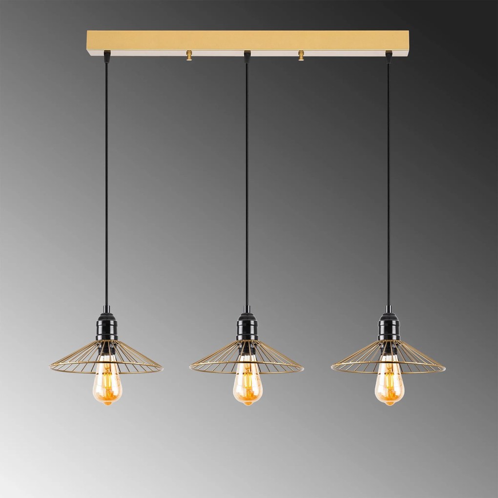 Candeeiro de Teto Kila – Dourado Brilhante – 98 x 25 x 114 cm
